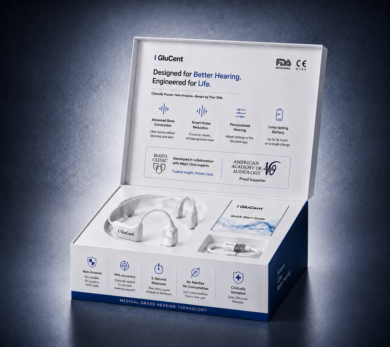🔥 Final 2 Hours : Only Limited Stock Left🏆GluCent®  Bone Conduction Smart Hearing Headphones （Mayo Clinic Recommended）