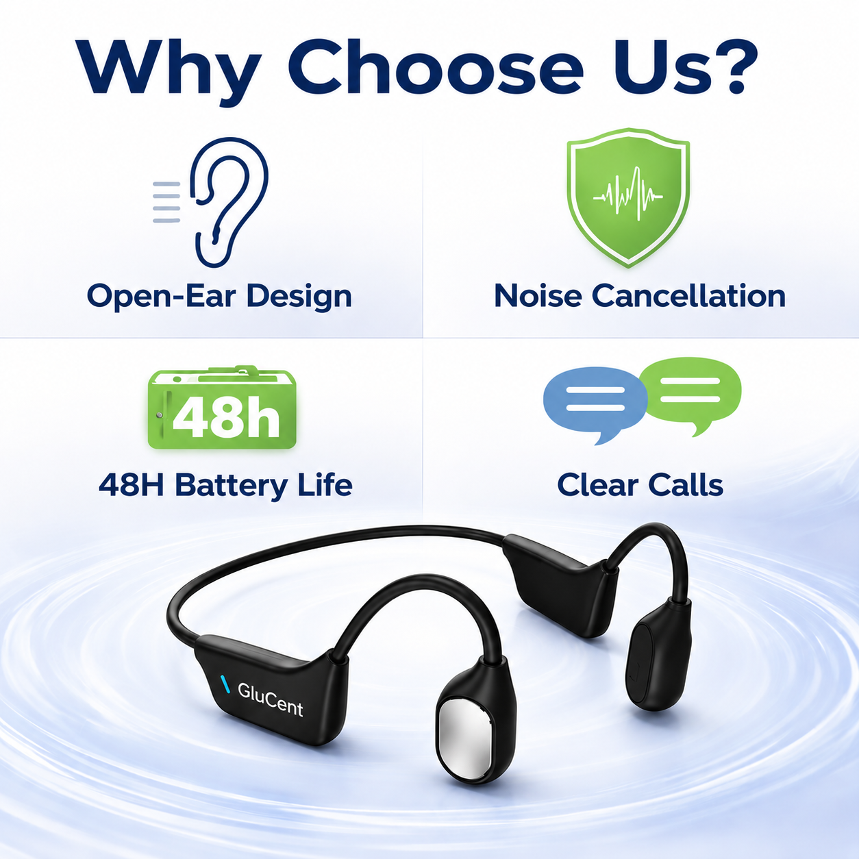 🔥 Final 2 Hours : Only Limited Stock Left🏆GluCent®  Bone Conduction Smart Hearing Headphones （Mayo Clinic Recommended）
